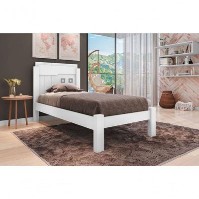 Cama Solteiro Letícia Branco Com Colchão