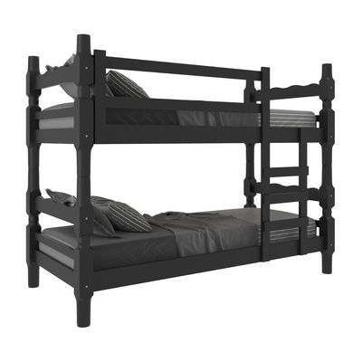 Beliche Madeira Maciça - Vira 2 Camas - Para Colchão 78/88 X 188cm Porto Multimóveis Cr4138 Preto