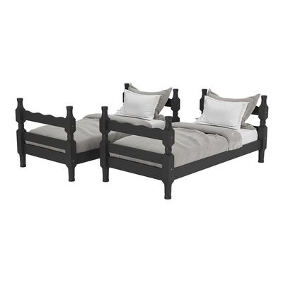 Beliche Madeira Maciça - Vira 2 Camas - Para Colchão 78/88 X 188cm Porto Multimóveis Cr4138 Preto