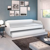 Sofá Cama Solteiro Duo Com Cama Auxiliar Em Mdf Reforçado 15mm Branco - Cor: Branco