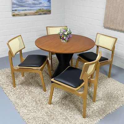 Mesa De Jantar Apollo Tampo Redondo 120 Preto-branco