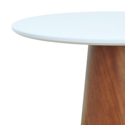 Mesa De Jantar Tampo Em Vidro Base Cone Laminado Cinamomo Amêndoa Tampo 150 Branco-vidro Branco