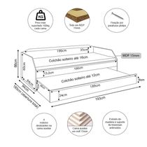 Sofá Cama Solteiro Duo Com Cama Auxiliar Em Mdf Reforçado 15mm Amendoa - Cor: Marrom
