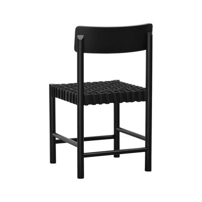 Kit 2 Cadeiras Amber Madeira Maciça - Preto Trançado Corda Na Cor Preta