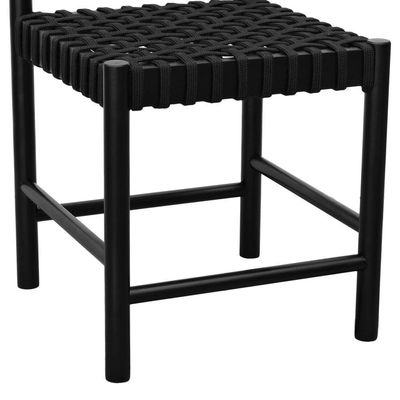 Kit 2 Cadeiras Amber Madeira Maciça - Preto Trançado Corda Na Cor Preta