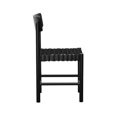Kit 2 Cadeiras Amber Madeira Maciça - Preto Trançado Corda Na Cor Preta