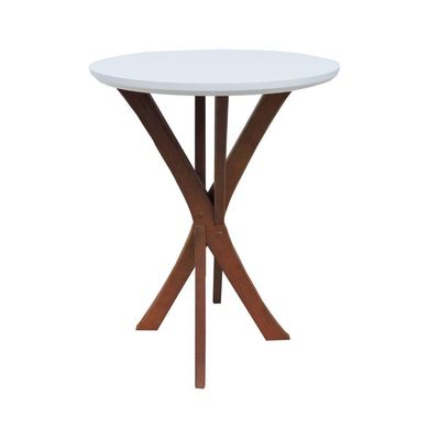 Mesa Lateral Tiê Tampo Redondo ø42 Amêndoa-branco