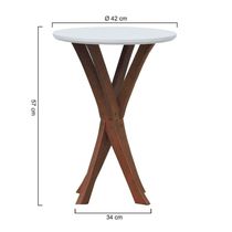 Mesa Lateral Tiê Tampo Redondo ø42 Amêndoa-branco