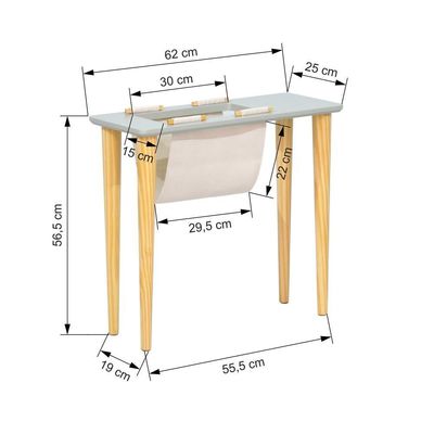 Mesa Lateral Twig 55,5x62x25cm Cinza-natural