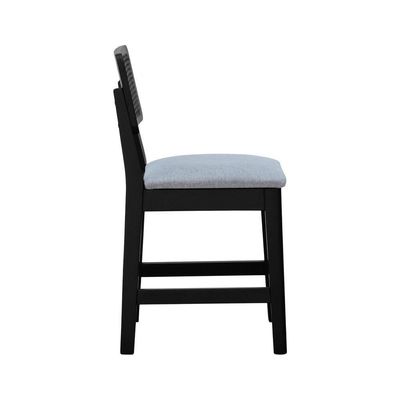Banqueta Baixa-cadeira Gabi - Preto Assento Estof. Linho Cinza Mescla Impermeável
