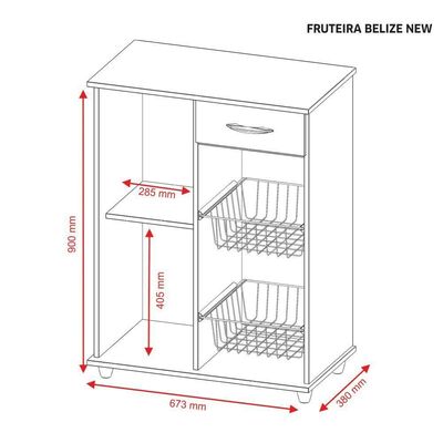 Balcão Fruteira Belize Freijó/branco Notável Móveis Freijó/branco