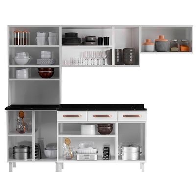 Cozinha De Aço Completa Telasul Mirage Com Balcão Branco