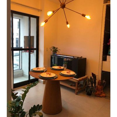 Mesa De Jantar Cone 80 Cm Base Madeira Freijó Tampo Freijó Marrom