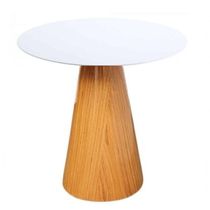 Mesa Lateral Cone Base Laminada Em Madeira Natural E Tampo 41 Cm - Laqueado Cor Preto