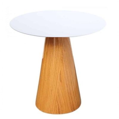 Mesa Lateral Cone Base Laminada Em Madeira Natural E Tampo 41 Cm - Laqueado Cor Preto