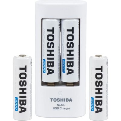 Carregador De Pilha Usb Tnhc-6gme4 Cb (c/4 Pilhas Aa 2000 Mah) Toshiba