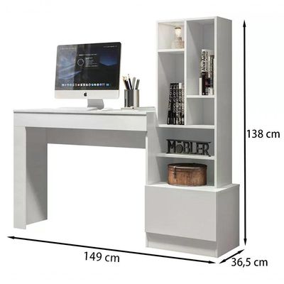 Escrivaninha Office Com Nichos 3003030 Branco Mbl Branco