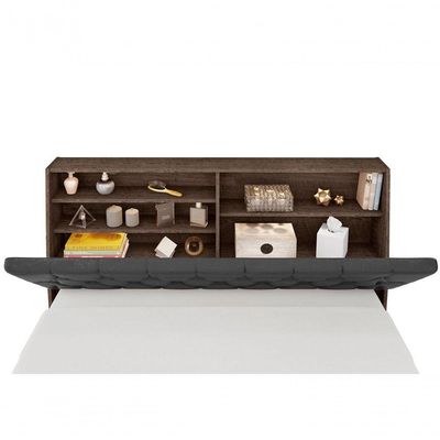 Cabeceira Box Casal Isis Chocolate Com Capitonê Preto