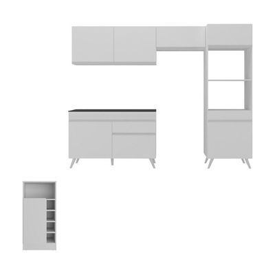 Armário De Cozinha Compacta Com Mesa/bancada Veneza Multimóveis Mp2210 Branco Branco