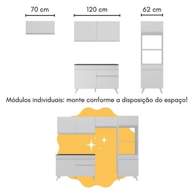 Armário De Cozinha Compacta Com Mesa/bancada Veneza Multimóveis Mp2210 Branco Branco
