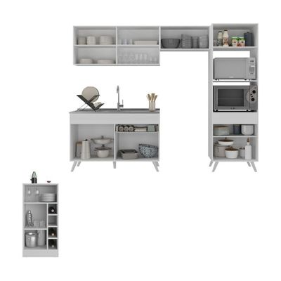 Armário De Cozinha Compacta Com Mesa/bancada Veneza Multimóveis Mp2210 Branco Branco