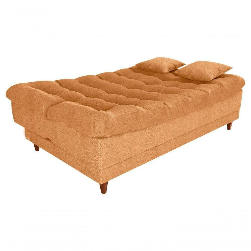 Sofá Cama Duda Boucle Mostarda Sala Premium Original 3 Lugares