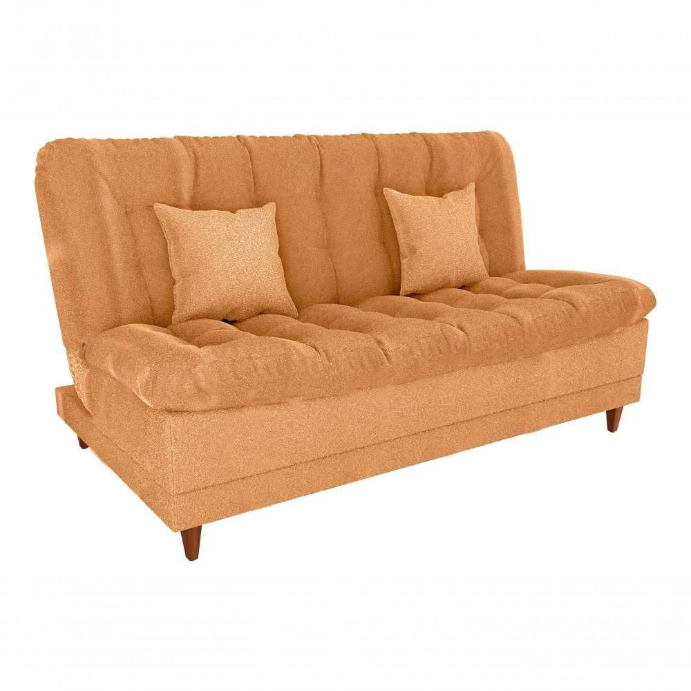 Sofá Cama Duda Boucle Mostarda Sala Premium Original 3 Lugares
