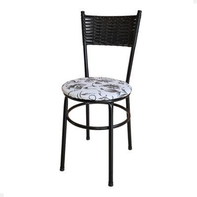 Conjunto 6 Cadeiras Pretas Para Cozinha Viena Cor:floral Branco