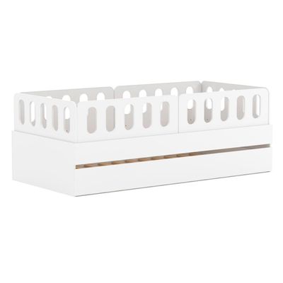Bicama Solteiro Mdf Branco Com 04 Grades E Cabeceira Anatômica Mobilistore