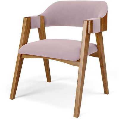Kit 02 Cadeiras Para Sala De Jantar E Estar Living Estofada Suran L02 Suede Rosê - Lyam