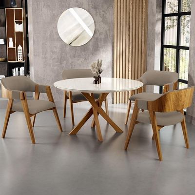 Kit 02 Cadeiras Para Sala De Jantar E Estar Living Estofada Suran L02 Bouclê Bege - Lyam