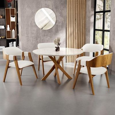 Kit 02 Cadeiras Para Sala De Jantar E Estar Living Estofada Suran L02 Linho Champagne - Lyam