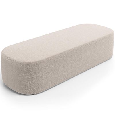 Puff Decorativo Orgânico Para Living Quarto 160cm Doha W01 Bouclê Creme - Lyam Decor