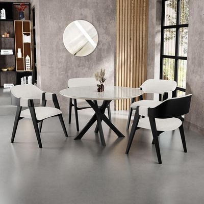 Kit 02 Cadeiras Para Sala De Jantar E Estar Living Estofada Suran L02 Preto Bouclê Cru - Lyam