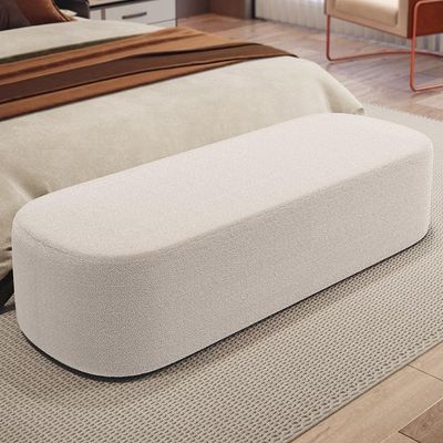 Puff Decorativo Orgânico Para Living Quarto 160cm Doha W01 Bouclê Creme - Lyam Decor