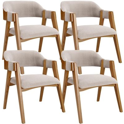 Kit 04 Cadeiras Para Sala De Jantar E Estar Living Estofada Suran L02 Bouclê Creme - Lyam