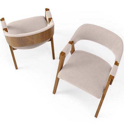 Kit 02 Cadeiras Para Sala De Jantar E Estar Living Estofada Suran L02 Suede Bege - Lyam