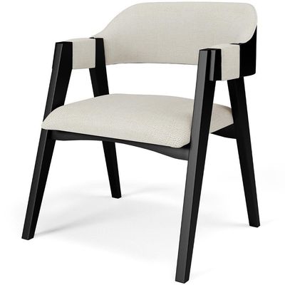 Kit 02 Cadeiras Para Sala De Jantar E Estar Living Estofada Suran L02 Preto Linho Champagne - Lyam