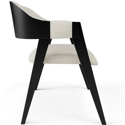 Kit 02 Cadeiras Para Sala De Jantar E Estar Living Estofada Suran L02 Preto Linho Champagne - Lyam