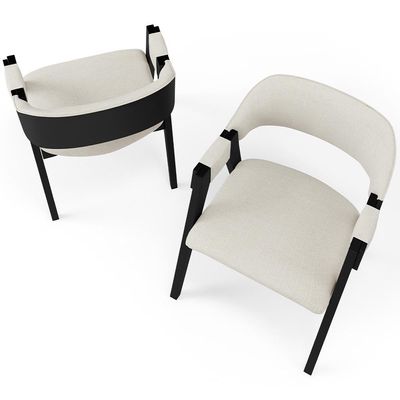 Kit 02 Cadeiras Para Sala De Jantar E Estar Living Estofada Suran L02 Preto Linho Champagne - Lyam
