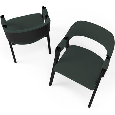 Kit 2 Cadeiras Sala De Jantar Estar Living Estofada Suran L02 Preto Suede Verde Musgo - Lyam Decor