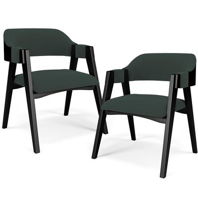 Kit 2 Cadeiras Sala De Jantar Estar Living Estofada Suran L02 Preto Suede Verde Musgo - Lyam Decor