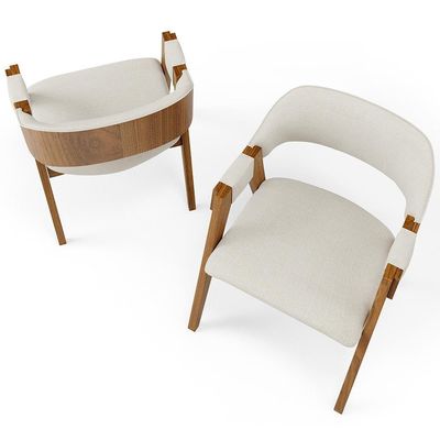 Kit 04 Cadeiras Para Sala De Jantar E Estar Living Estofada Suran L02 Linho Champagne - Lyam