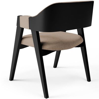 Kit 2 Cadeiras Sala De Jantar Estar Living Estofada Suran L02 Preto Linho Bege Escuro - Lyam Decor