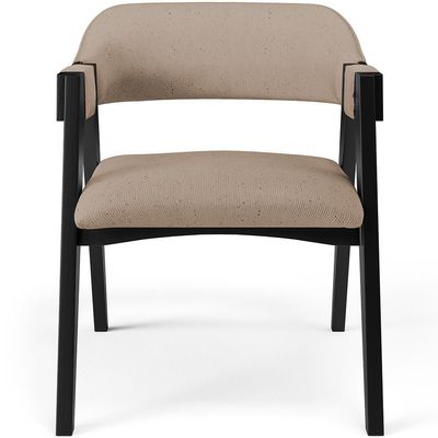 Kit 2 Cadeiras Sala De Jantar Estar Living Estofada Suran L02 Preto Linho Bege Escuro - Lyam Decor