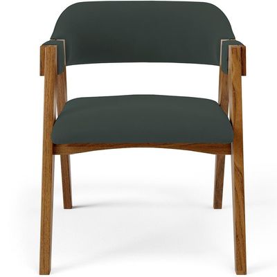 Kit 02 Cadeiras Para Sala De Jantar E Estar Living Estofada Suran L02 Suede Verde Musgo - Lyam