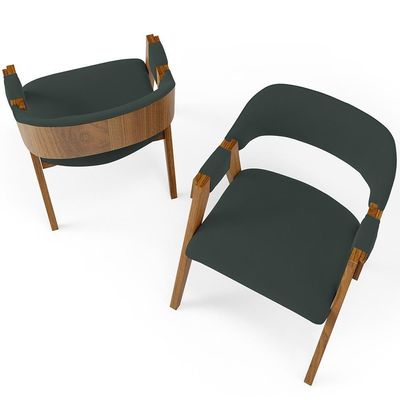 Kit 02 Cadeiras Para Sala De Jantar E Estar Living Estofada Suran L02 Suede Verde Musgo - Lyam