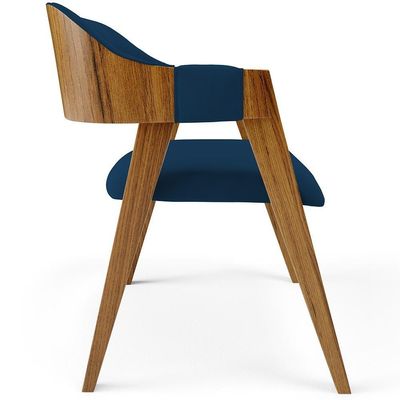 Kit 02 Cadeiras Para Sala De Jantar E Estar Living Estofada Suran L02 Suede Azul Marinho - Lyam