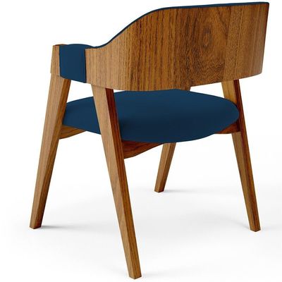 Kit 02 Cadeiras Para Sala De Jantar E Estar Living Estofada Suran L02 Suede Azul Marinho - Lyam