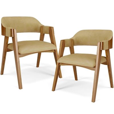 Kit 02 Cadeiras Para Sala De Jantar E Estar Living Estofada Suran L02 Couríssimo Fendi - Lyam